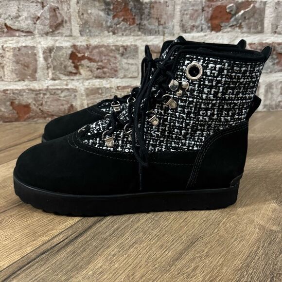 Larroude Vail Winter Boot In‎ Black Tweed and Suede Water Resistant 8.5 - Picture 7 of 14